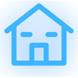 Icône maison minimaliste bleue, identité visuelle Photon Solaris à Fleurance