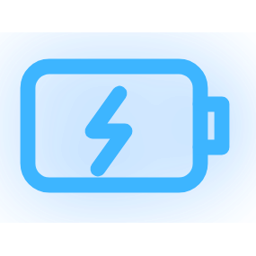 Icône batterie éclair bleu pour solutions d’énergie Photon Solaris à Fleurance
